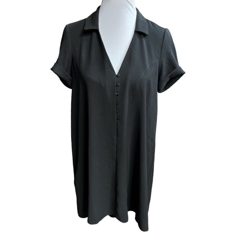Zara Short Sleeve Popover Mini Dress Black Size Small